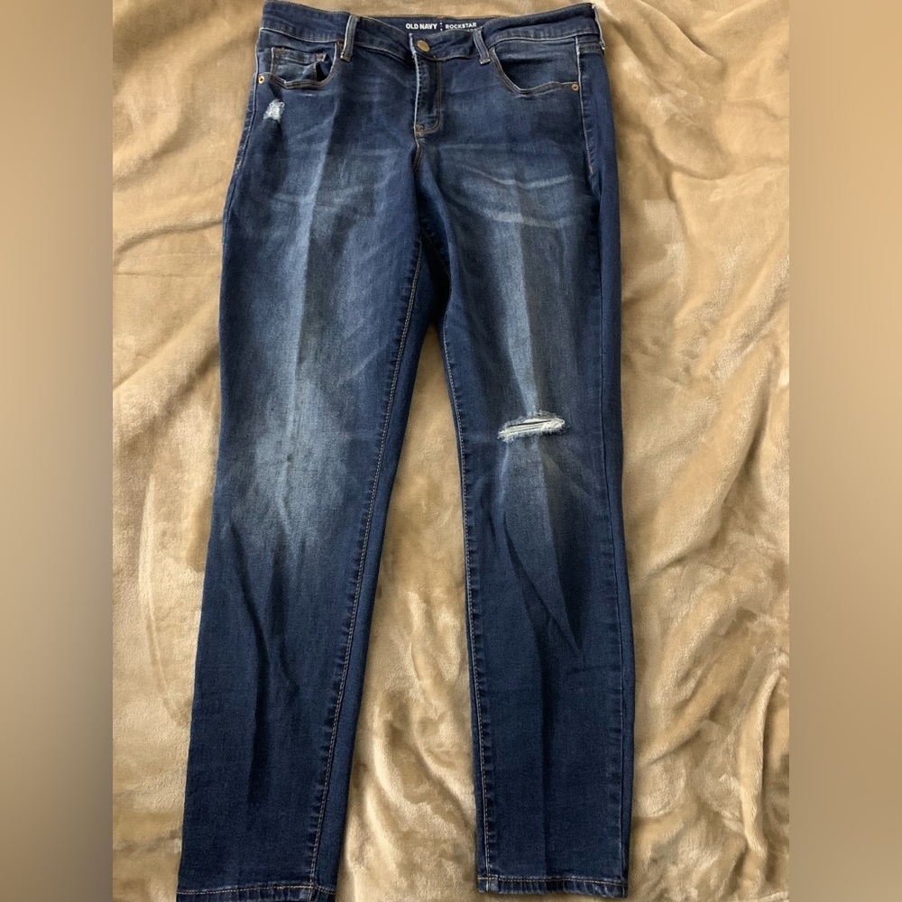 Old Navy Rock star mid rise blue jeans size 12